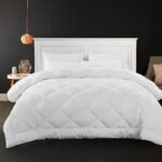 Cotton Comforter White Down Alternative Duvet Insert 100% Percale Cotton, Quilted Fluffy  Comforter Lightweight All Season Durable Breathable Noiseless (WHITE, Single/Twin(68"X88"))