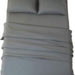 Bed Sheet Set Super Soft Microfiber 1800 Thread Count Luxury Egyptian Sheets 16-Inch Deep Pocket Wrinkle and Hypoallergenic-4 Piece(Queen Dark Grey)