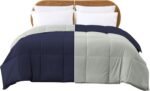 Down Alternative Reversible Comforter Navy/Silver Twin
