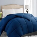 All Season Queen Size Soft Quilted Down Alternative Comforter Reversible Duvet Insert with Corner Tabs,Winter Summer Warm Fluffy,Navy,88x88 inches