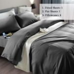 Bed Sheet Set Super Soft Microfiber 1800 Thread Count Luxury Egyptian Sheets Fit 18-24 Inch Deep Pocket Mattress Wrinkle-6 Piece (Dark Grey, Queen) - Image 2