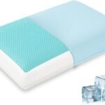Cooling Pillow for Sleeping, Gel Memory Foam Pillow with Reversible Cover, Neck Support for Side, Back and Stomach Sleepers, Removable & Machine Washable Cover, Bed Pillows for Hot Sleepers, Blue