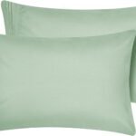 2 Pack - Queen Size 20x30 Inch Sage Green Microfiber Pillowcases with Envelope Closure, Soft and Breathable