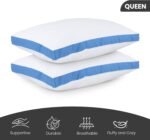 Bed Pillows for Sleeping Queen Size (Blue), Set of 2, Cooling Hotel Quality, Gusseted Pillow for Back, Stomach or Side Sleepers - Image 2