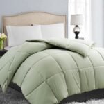 All Season Queen Size Soft Quilted Down Alternative Comforter Reversible Duvet Insert with Corner Tabs,Winter Summer Warm Fluffy,Sage Green,88''x88''