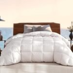 Luxury Hotel Collection Down Comforter Full/Queen Size - 100% Cotton All Season Duvet Insert, Fluffy Goose Feather Fiber with Corner Tabs, White (90" W X 90" L)