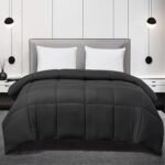 Comforter Breathable Microfiber Duvet Insert, Summer Cooling Winter Warm Reversible Down Alternative Quilt Comforter for All Season, Twin, Black
