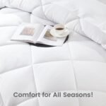 Queen Comforter Duvet Insert, Down Alternative Reversible Comforter, Lightweight, Soft and Breathable Bedding All Season, Diamond Quilting White - Image 2