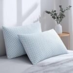 Shredded Memory Foam Cooling Medium Soft Bamboo Viscose Pillows Queen Size Set of 2, Adjustable Hypoallergenic Hotel Quality Pillows for Back, Stomach and Side Sleeper,  Certified