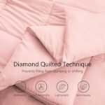 Queen Pink Comforter,All Season Quilted Down Alternative Duvet Insert with Corner Tabs, Breathable Bed Comforter, Summer Warm, Pink (88"x88") - Image 2