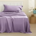Twin XL Sheet Set Dorm Bedding, Cooling Twin Extra Long Sheets, Rayon Derived from Bamboo, Deep Pocket Up to 16 Inches, Hotel Luxury Silky Bedding, Bedsheets & Pillowcases, Lilac - Image 2