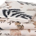 Boho Floral Printed Sheet Set Queen Size 4 Piece, Soft Botanical Pattern Microfiber Sheets Extra Deep Pocket