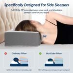 Cooling Cube Pillow for Side Sleepers, Square Memory Foam Side Sleeper Pillow Firm Soft Double-Sided Supportive, Support Head Cervical Pillow for Neck Shoulder Pain, 24"x12"x5" - Image 2