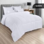 Comforters Queen Size, All Season Duvet Insert, Down Alternative Box Stitched Bed Comforter with Corner Tabs, Machine Washable (White) - Image 2