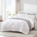 Queen Comforter Duvet Insert, Down Alternative Reversible Comforter, Lightweight, Soft and Breathable Bedding All Season, Diamond Quilting White