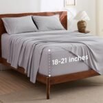 Deep Pocket Queen Sheets Set - Fits Mattresses Up to 21 Inches Thick - 4 Piece  Bed Sheets, Moisture Wicking, Soft & Cooling Bedsheet & Pillowcases, Easy & Secure Fit, Light Grey